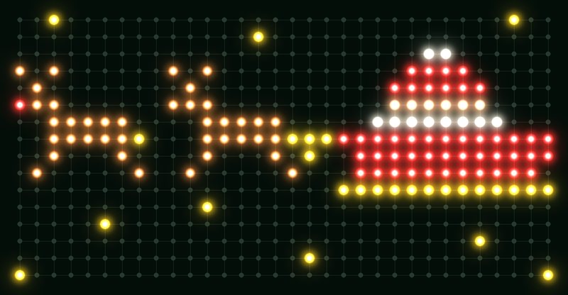 Santa's sleigh drawn at the real 32 by 16 size